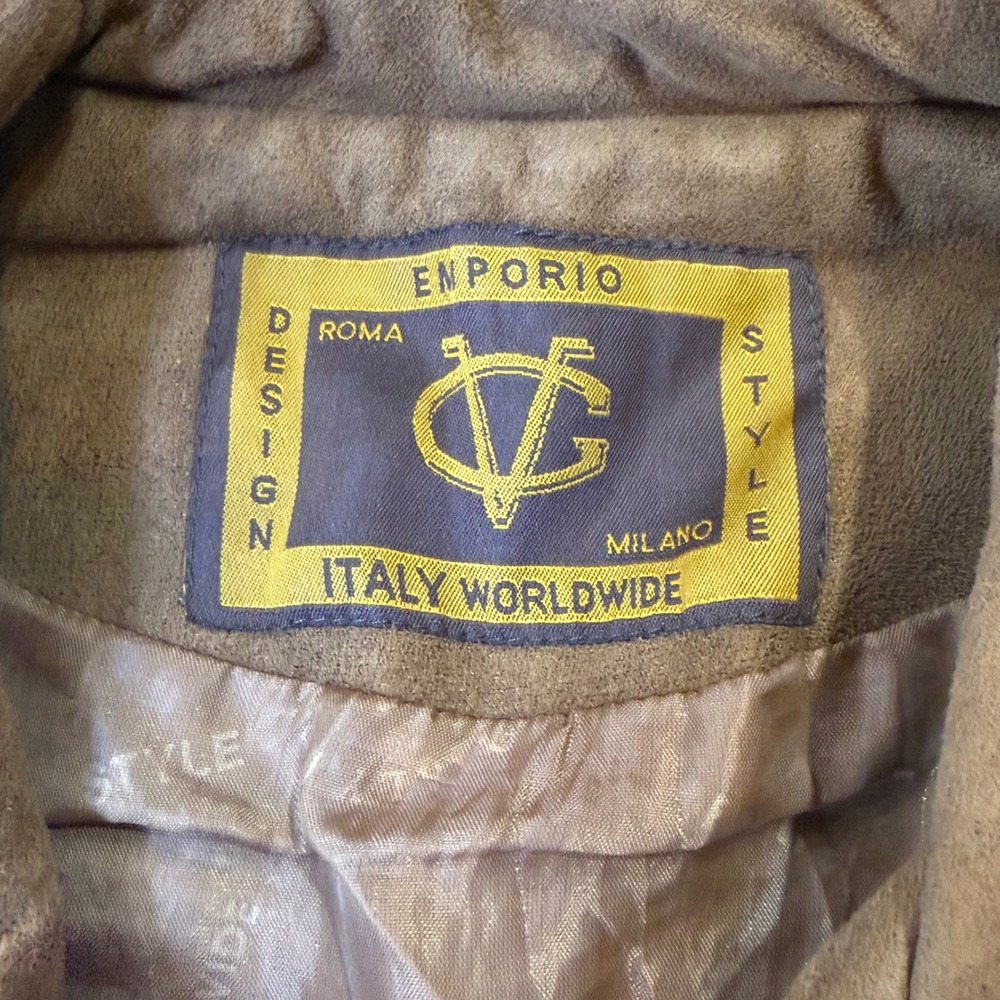 Emporio Italy Worldwide Brown Faux Suede Button‎ Front Blazer Jacket Collared - Picture 4 of 8